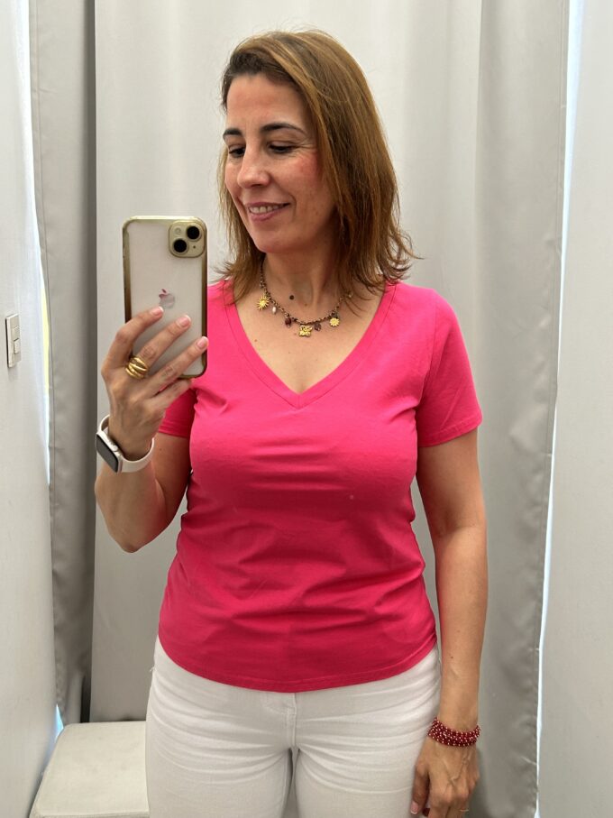 Camiseta Pico Fucsia