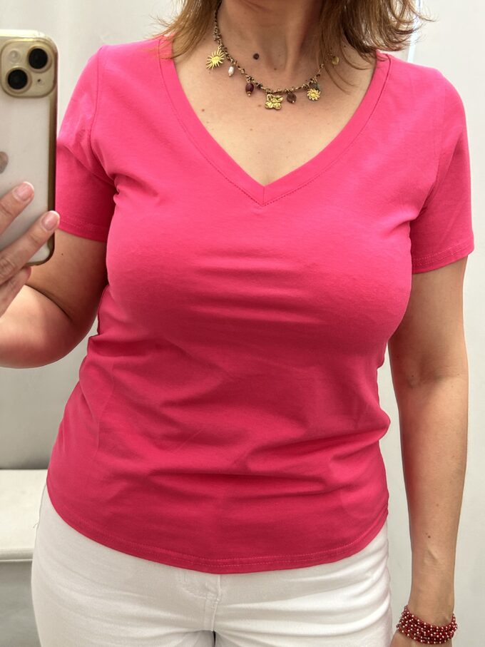 Camiseta Pico Fucsia