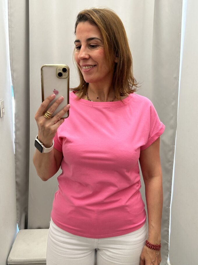 Camiseta Cuello Redondo Rosa