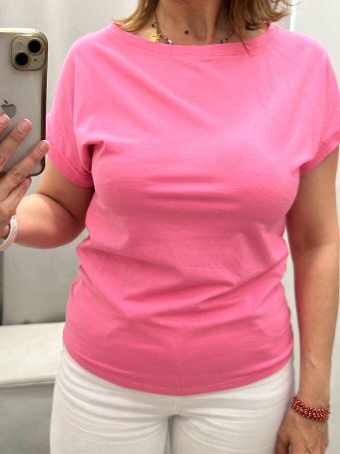 Camiseta Cuello Redondo Rosa