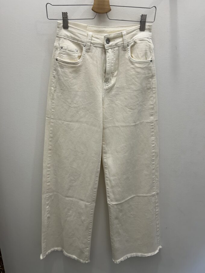 Pantalón Ancho Flecos Crudo