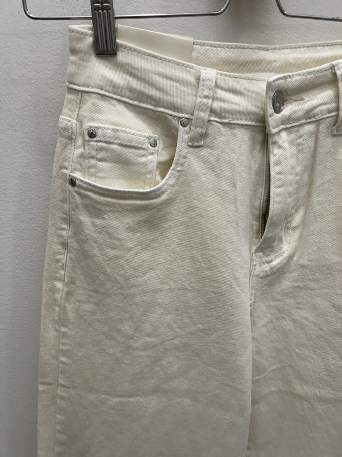 Pantalón Ancho Flecos Crudo