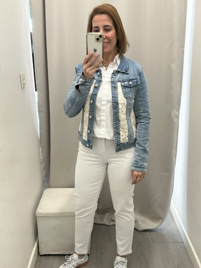 Pantalón Vaquero Momfit Blanco