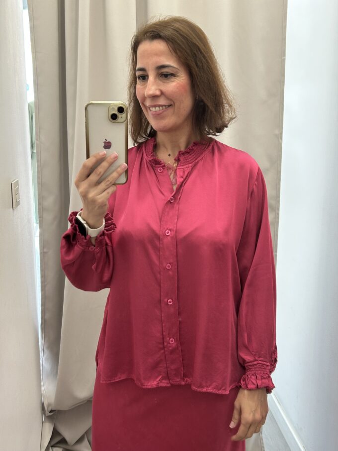 Camisa Raso Gomas Fucsia