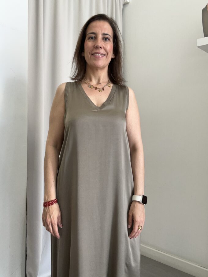 Vestido Cuello Pico Verde
