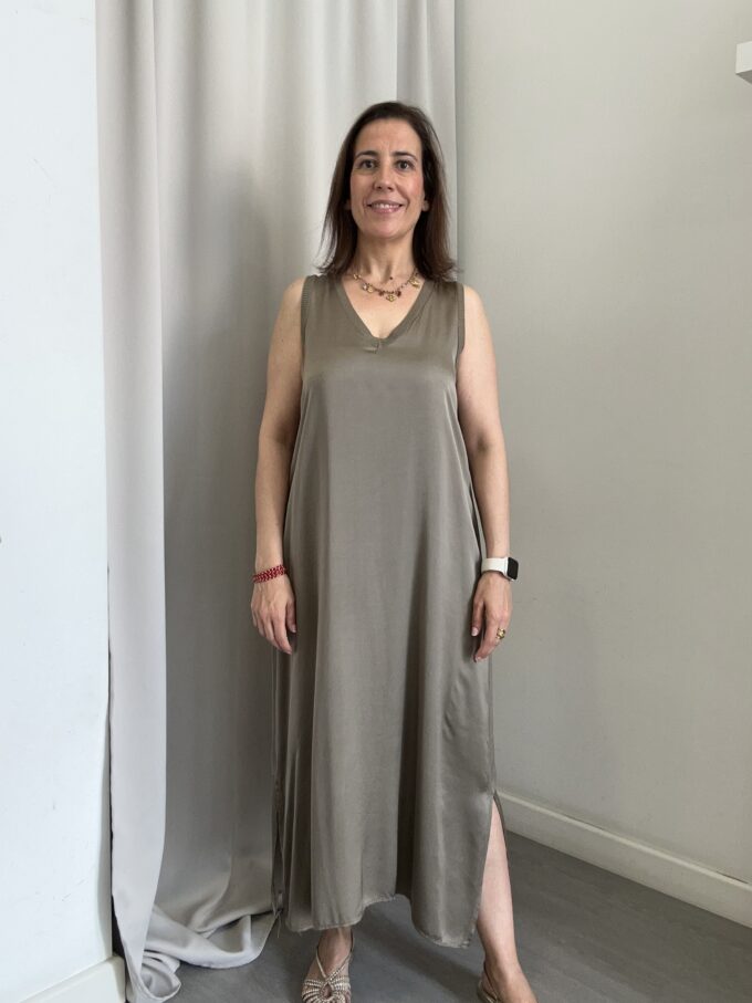 Vestido Cuello Pico Verde