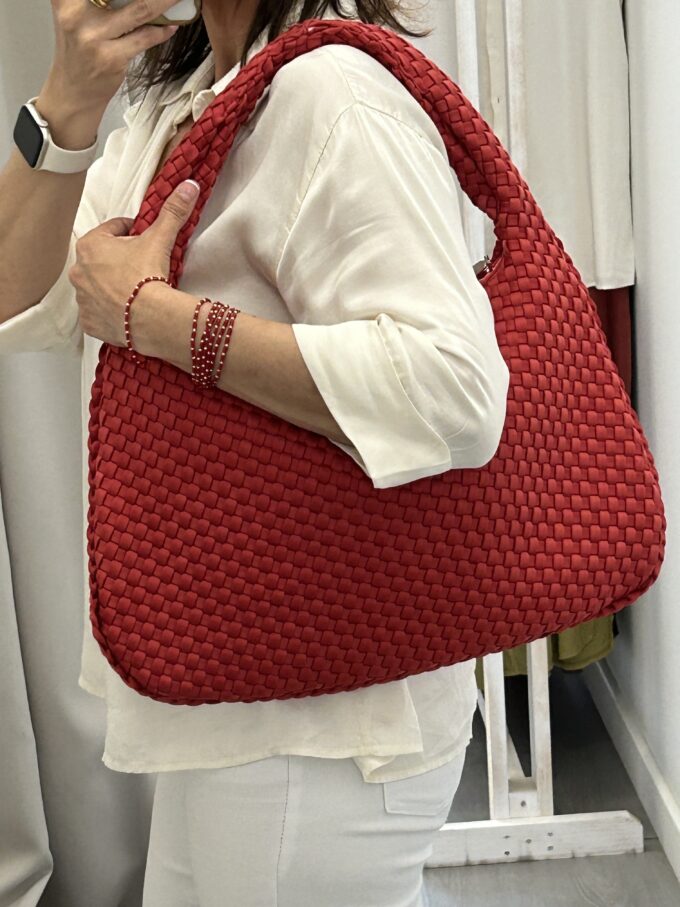 Bolso Hombro Trenzado Rojo