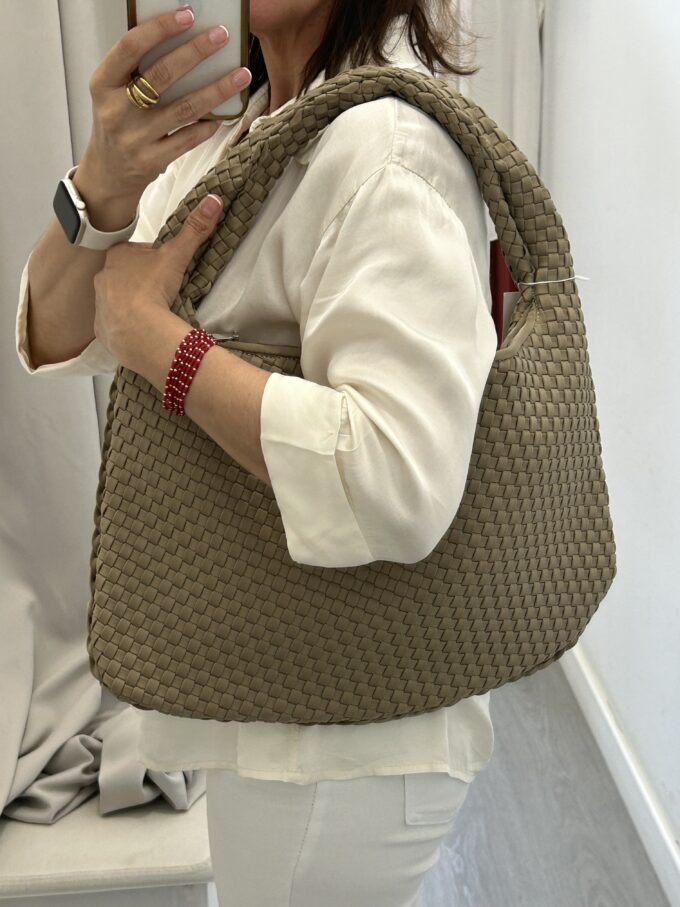 Bolso Hombro Trenzado Topo