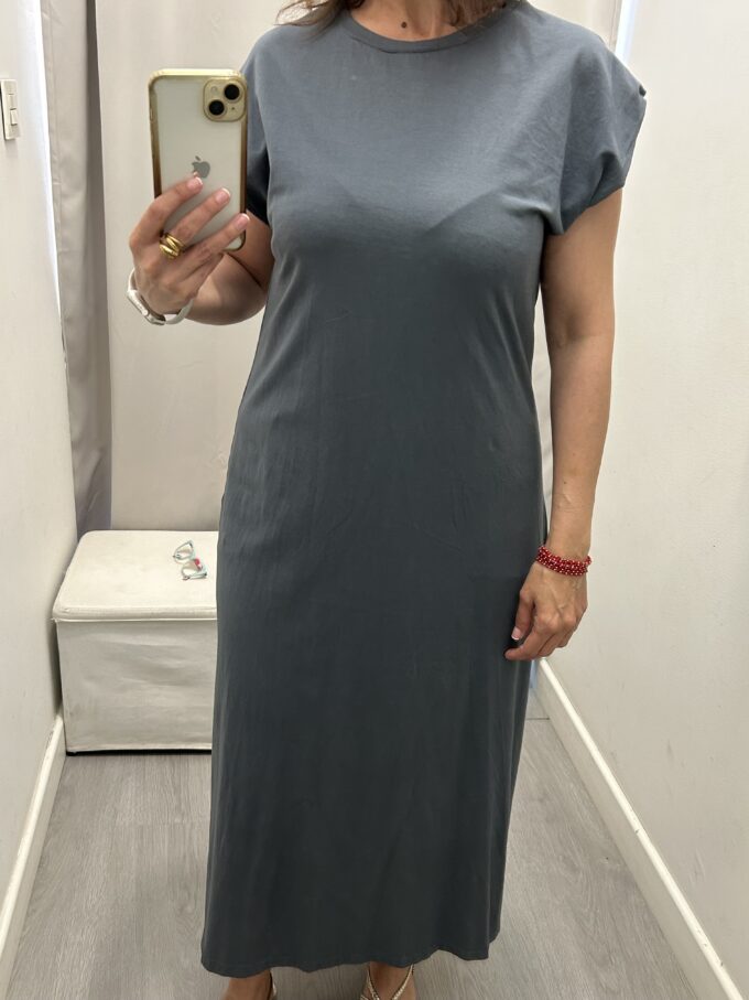 Vestido Camiseta Gris Azulado