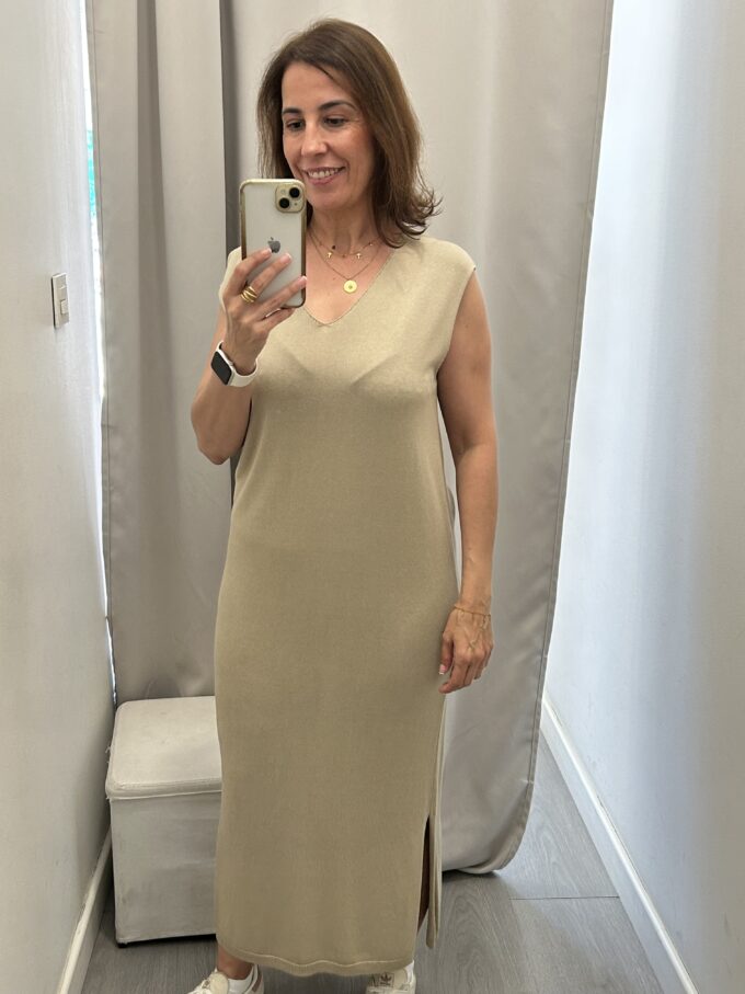 Vestido Punto Beige