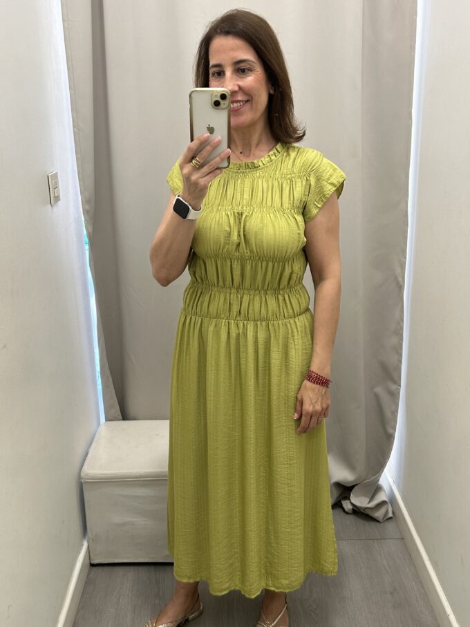 Vestido Nido Abeja Pistacho