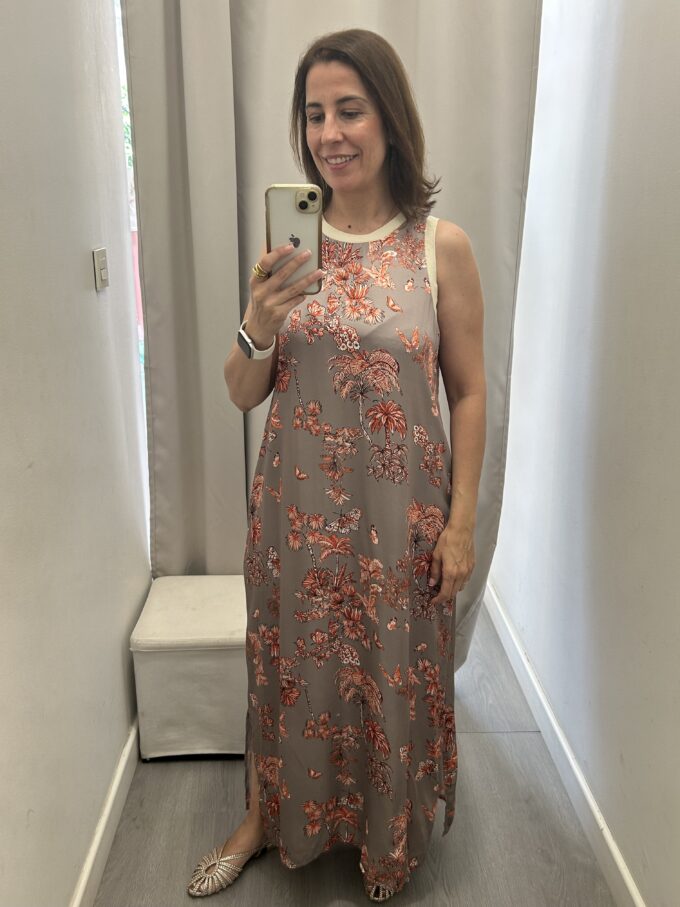 Vestido Flores Marrón