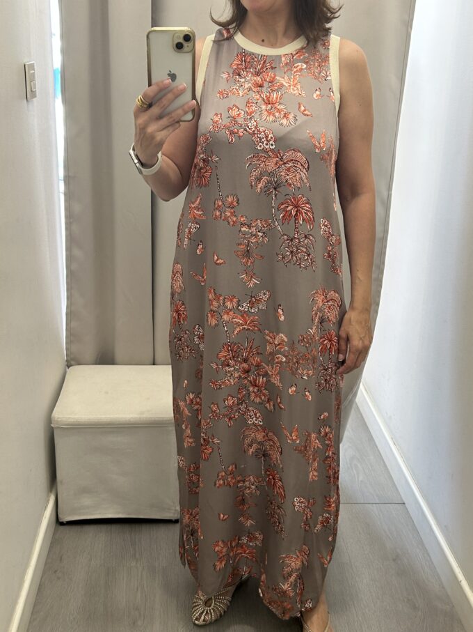 Vestido Flores Marrón