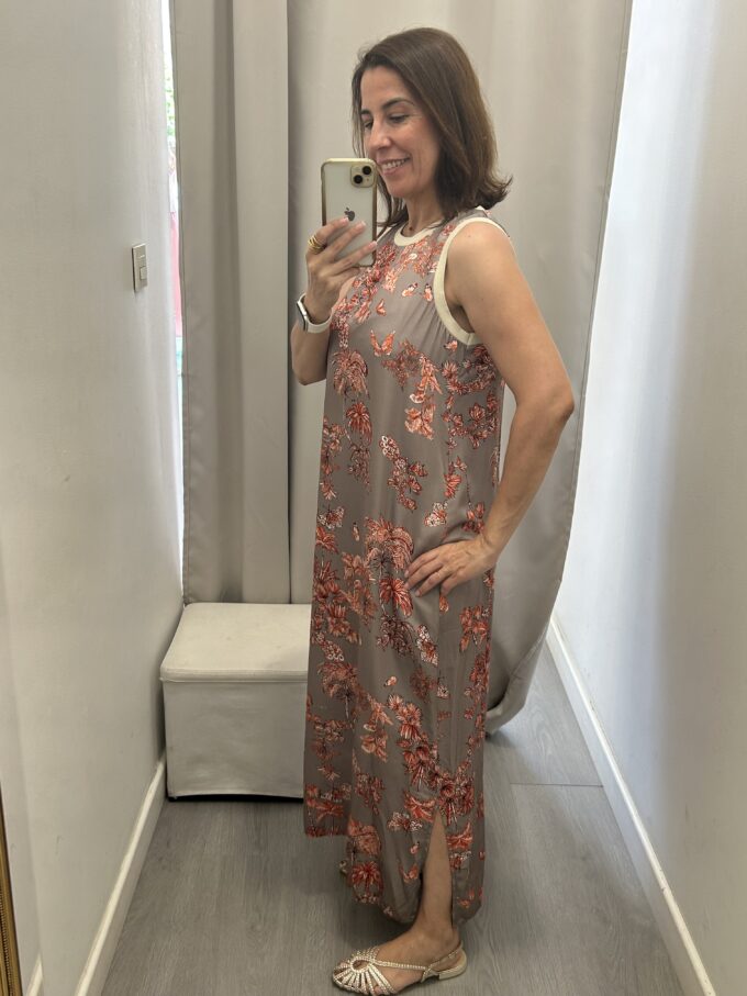Vestido Flores Marrón