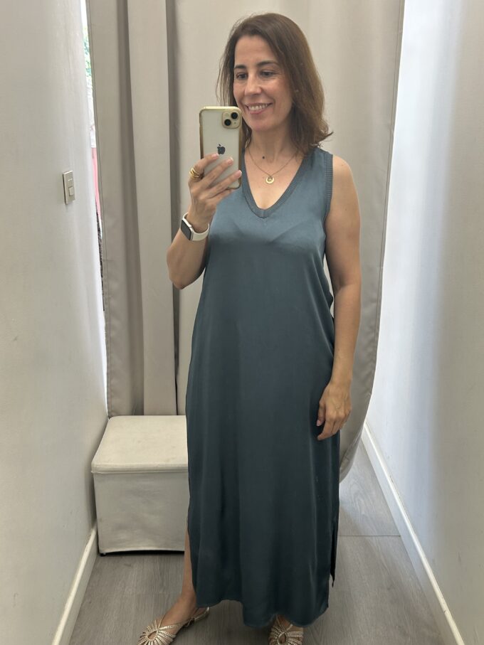 Vestido Cuello Pico Indigo