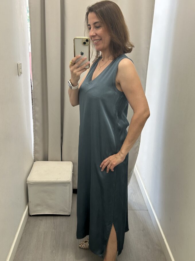 Vestido Cuello Pico Indigo