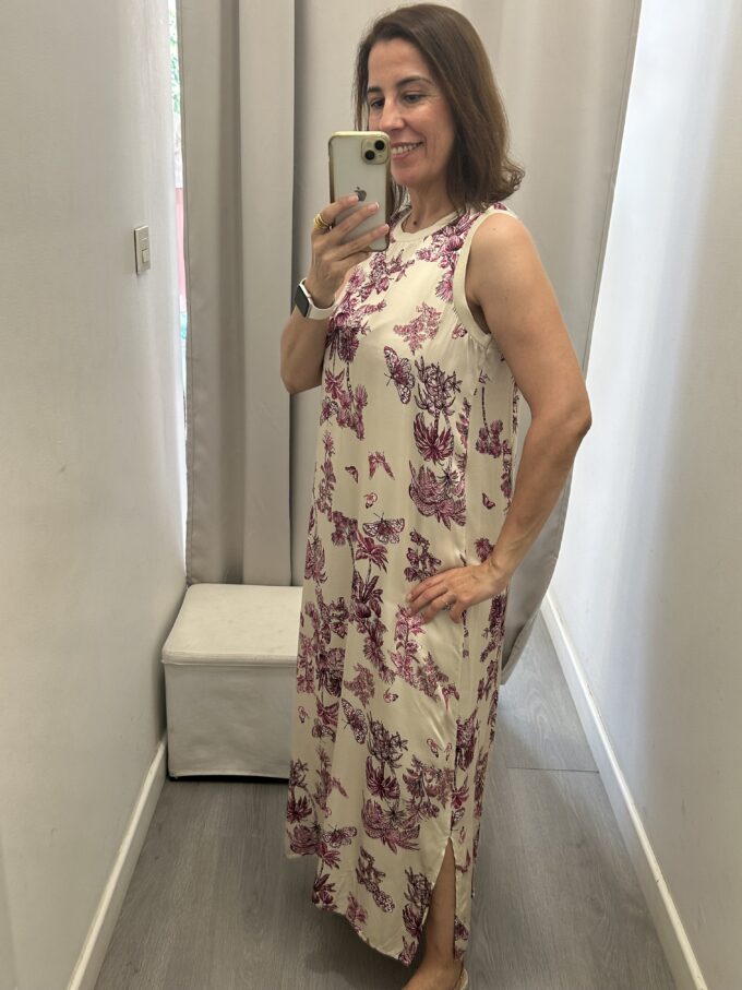 Vestido Flores Crudo