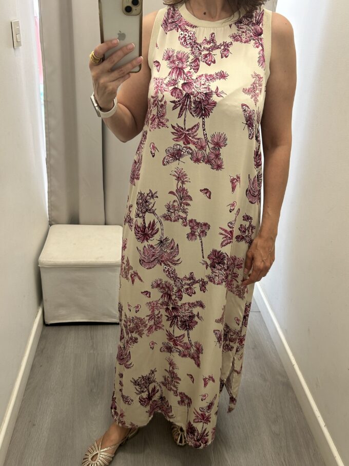 Vestido Flores Crudo