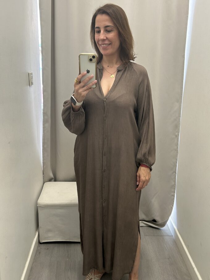 Vestido Camisero Bambula Marrón