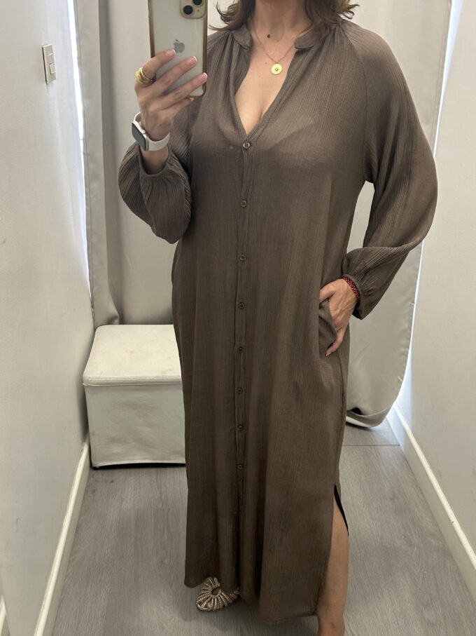 Vestido Camisero Bambula Marrón