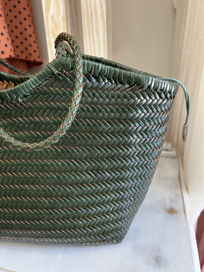 Bolso Piel Trenzada Verde Grande