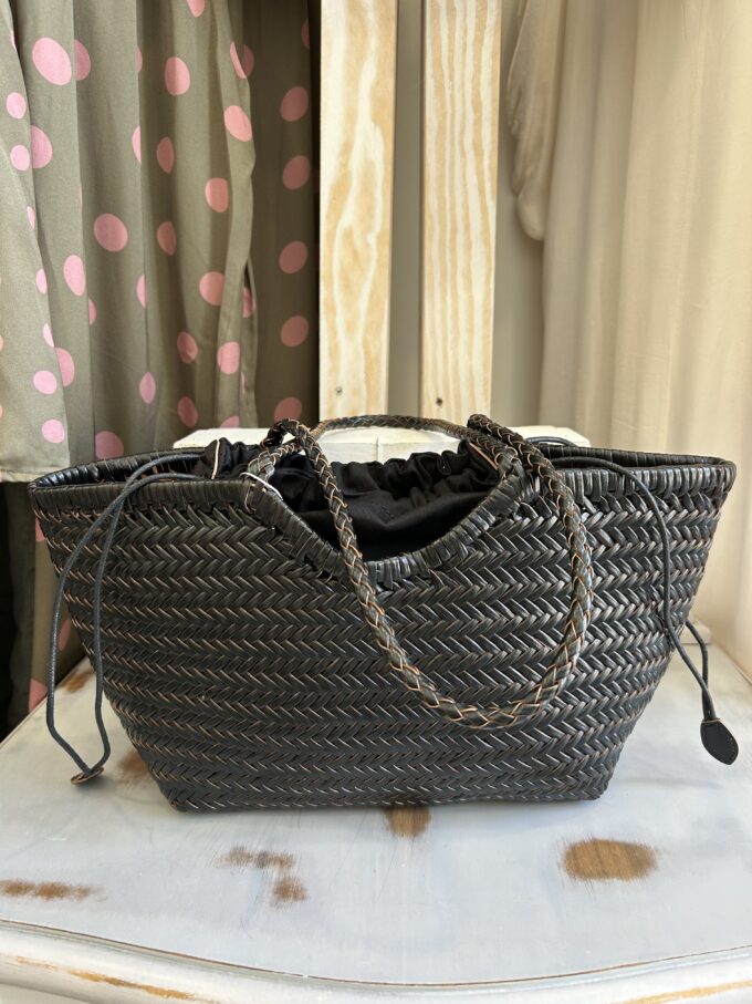 Bolso Piel Trenzada Negro Pequeño