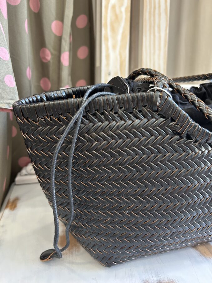 Bolso Piel Trenzada Negro Pequeño