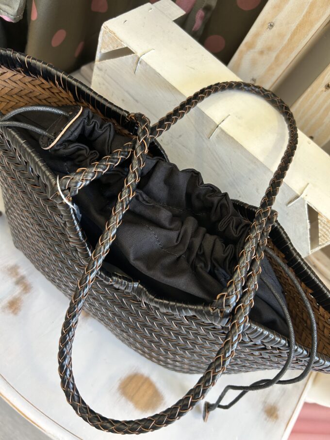 Bolso Piel Trenzada Negro Pequeño