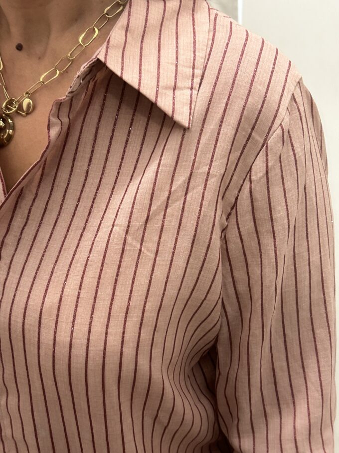 Camisa Rayas Brillo Rosa