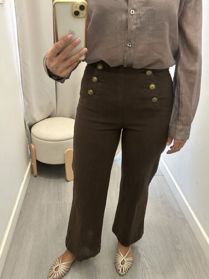Pantalón Botones Marrón