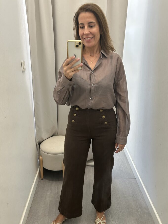 Pantalón Botones Marrón