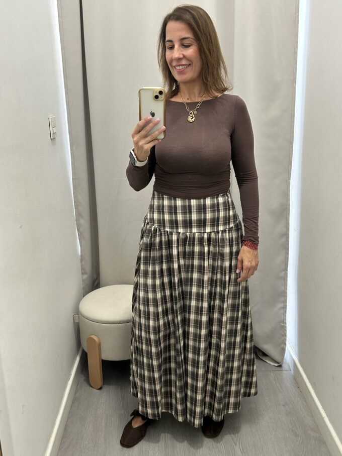 Falda Tartán Marrón