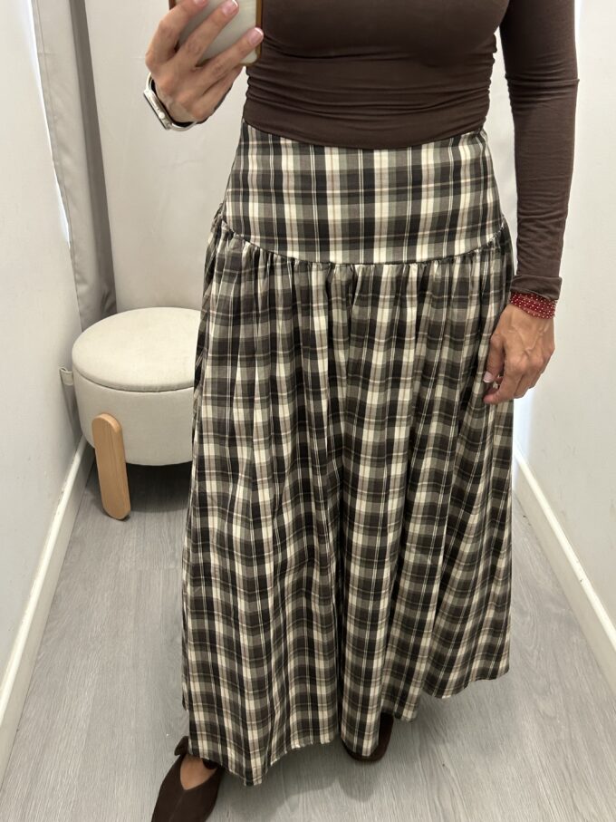 Falda Tartán Marrón