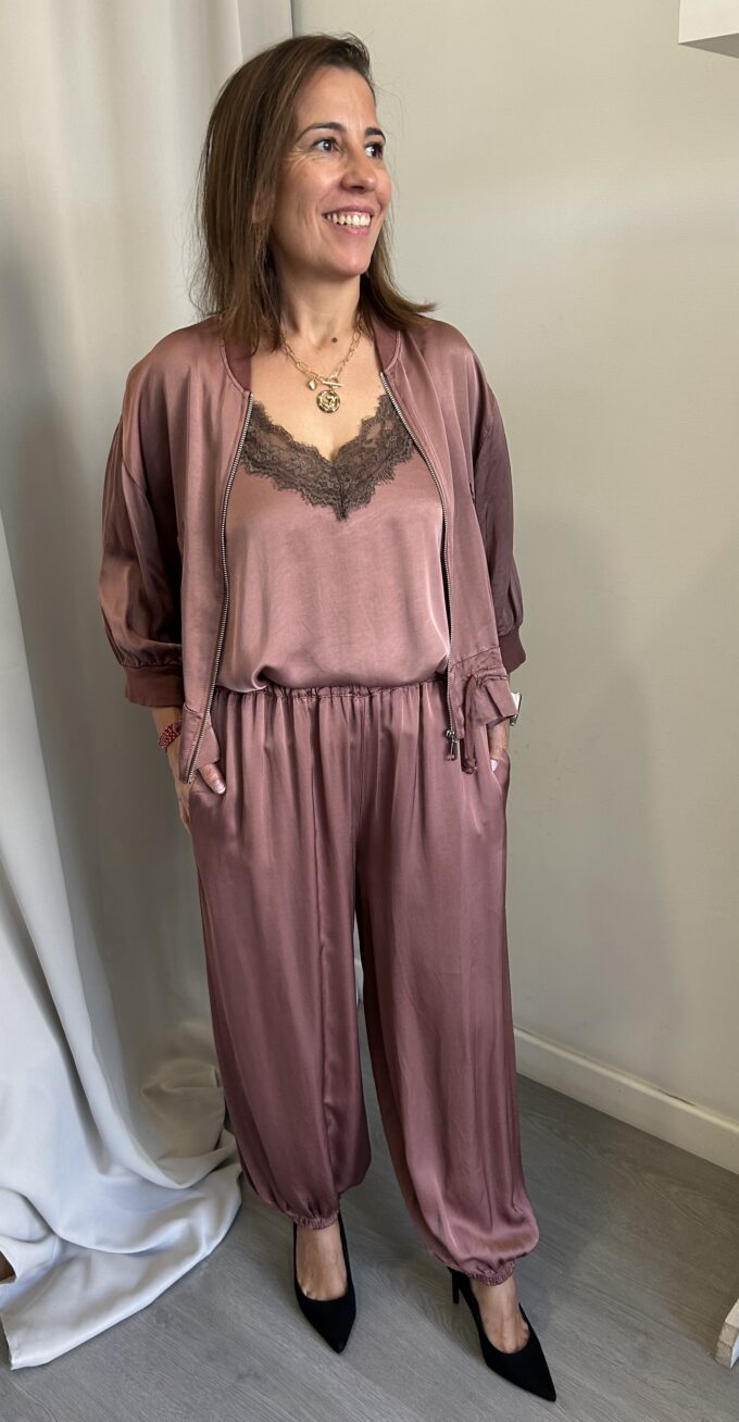 Bomber Raso Rosa Antiguo