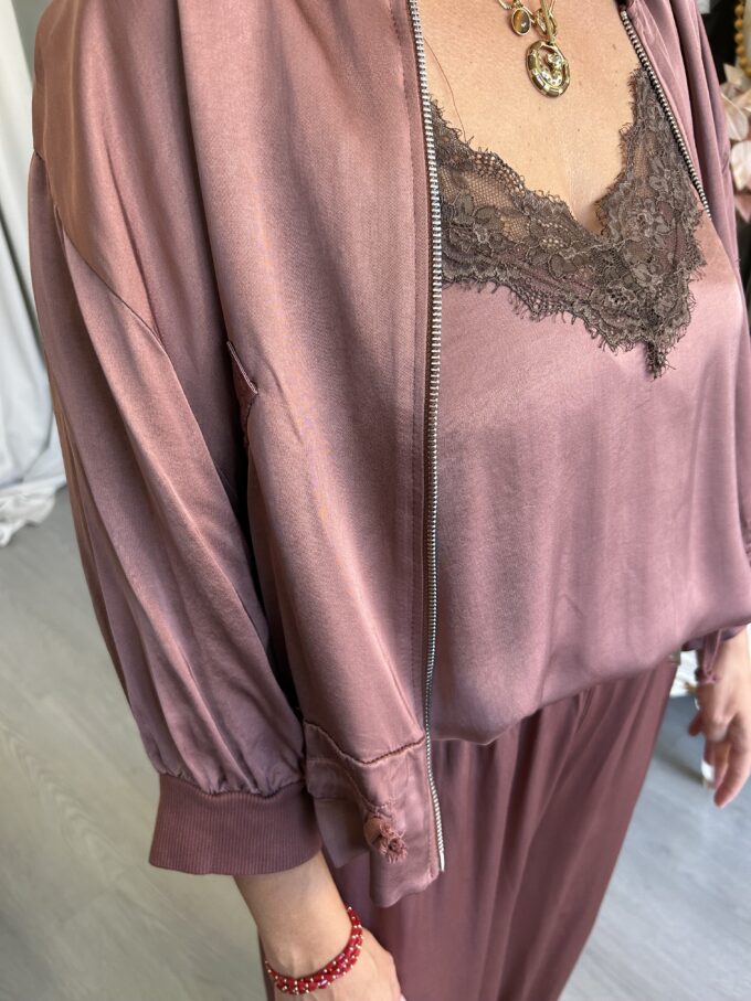 Bomber Raso Rosa Antiguo
