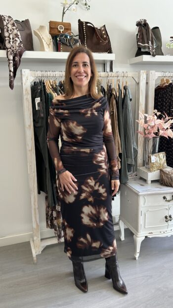 Vestido Tull Fruncido Negro