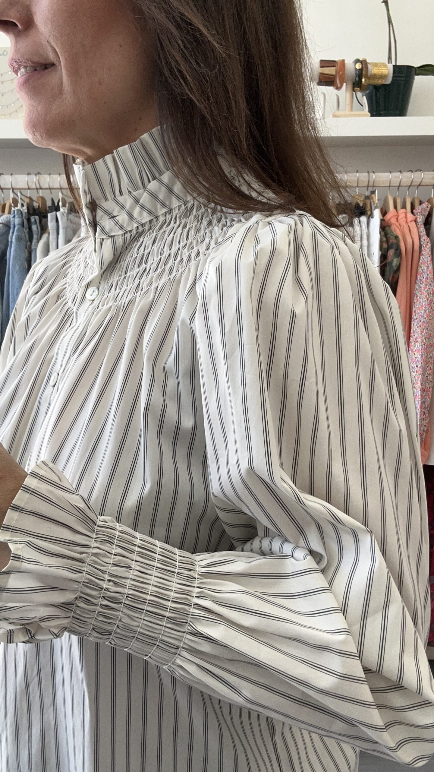 Camisa Smock Rayas Crudo