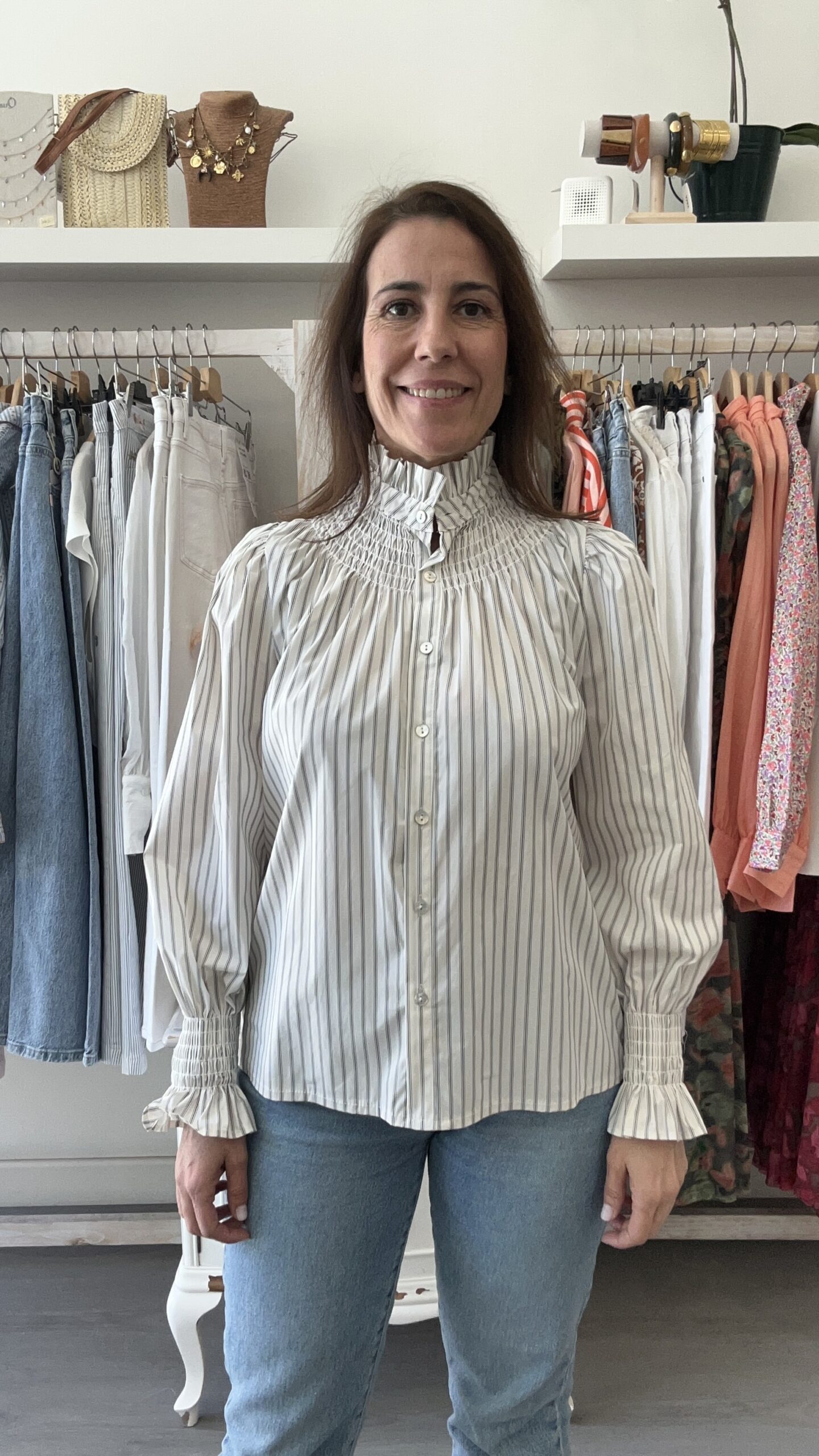 Camisa Smock Rayas Crudo