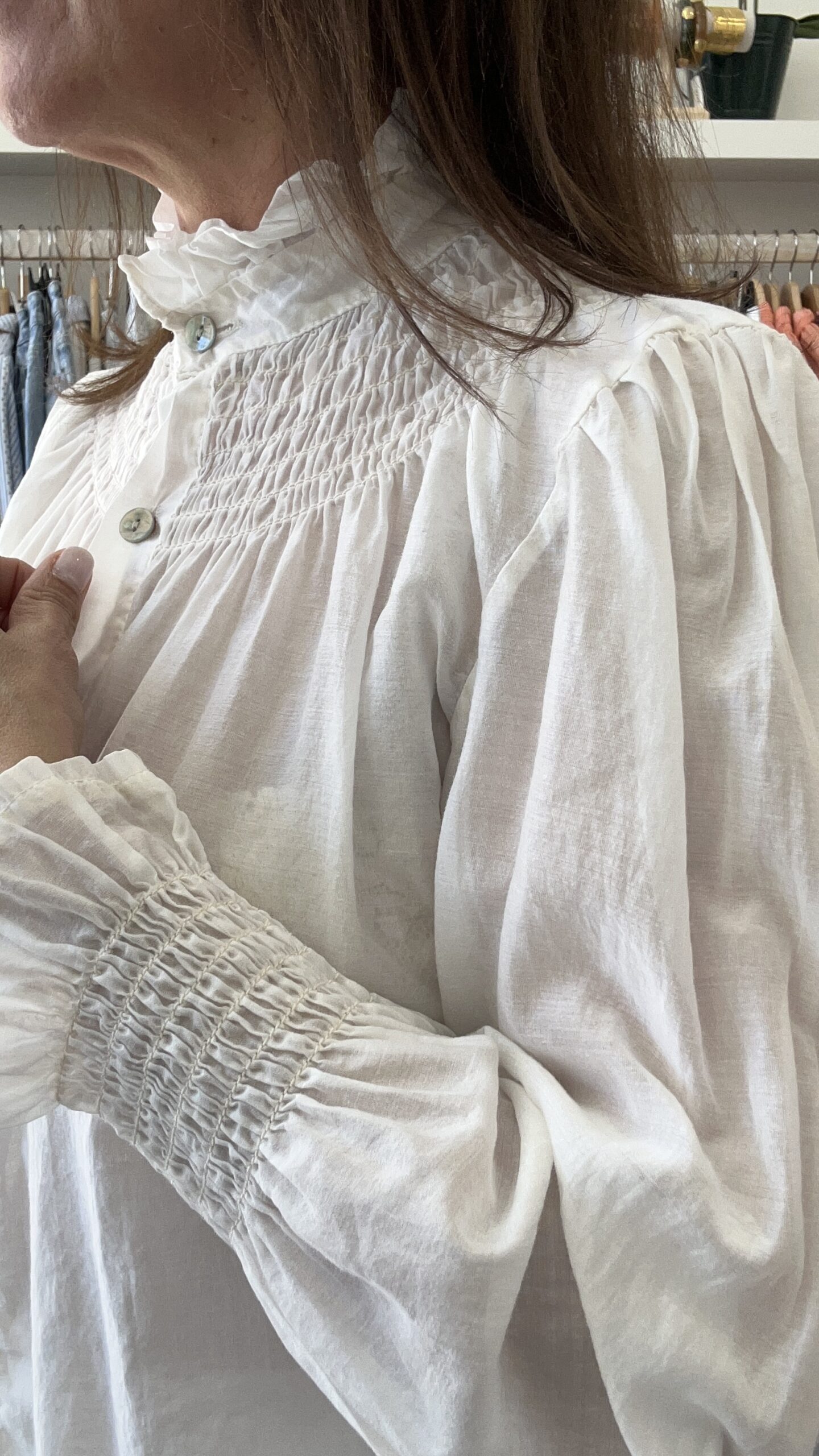 Camisa Smock Gasa Blanca