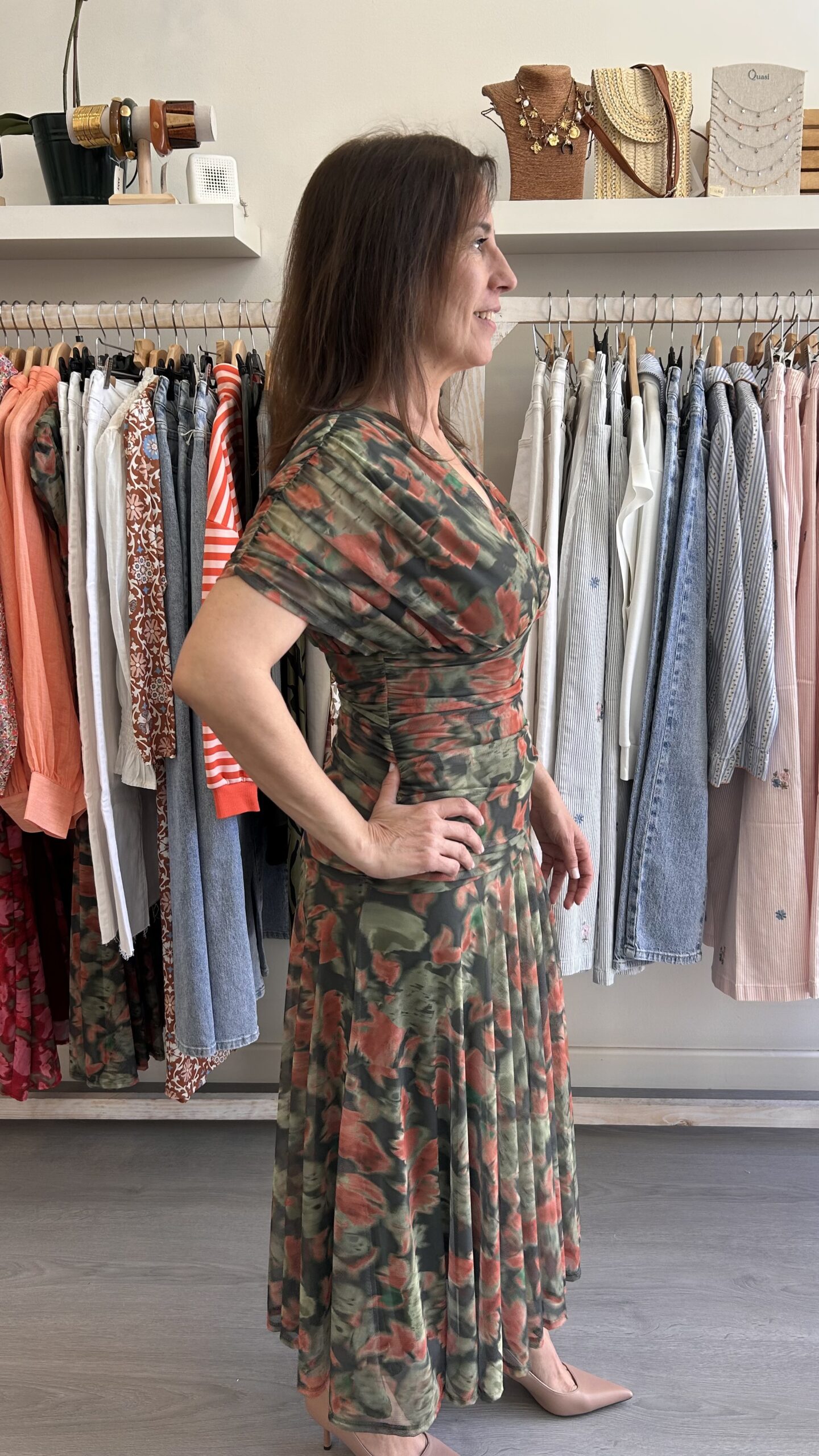 Vestido Fruncido Tull Verde